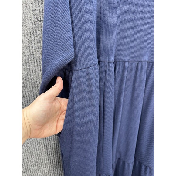 Torrid At The Knee Jersey Waffle Skater Dress Size 4X Navy Blue Tiered Crew Neck - Picture 4 of 12